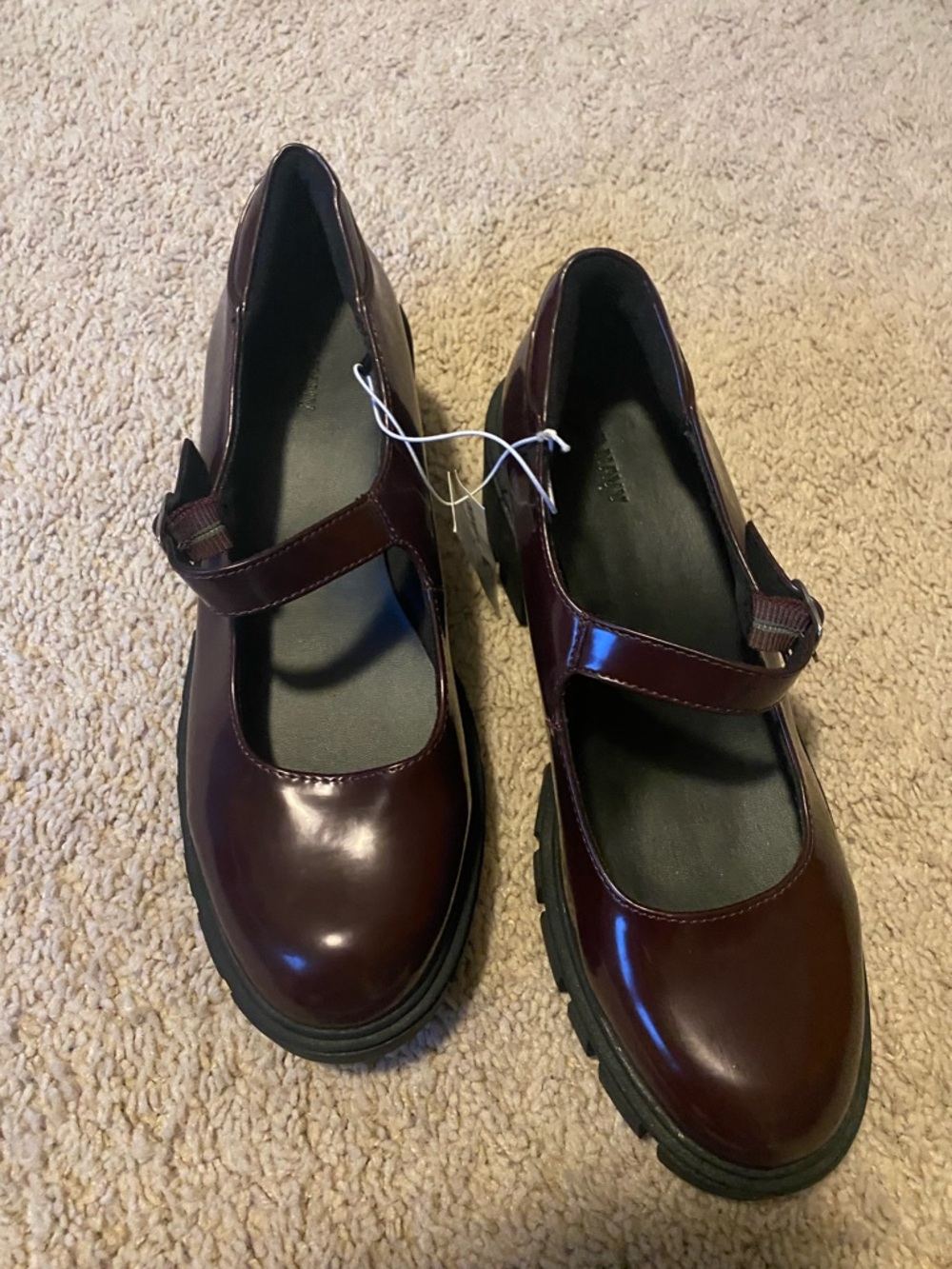 Old Navy Burgundy Patent Mary Jane Platform Shoes